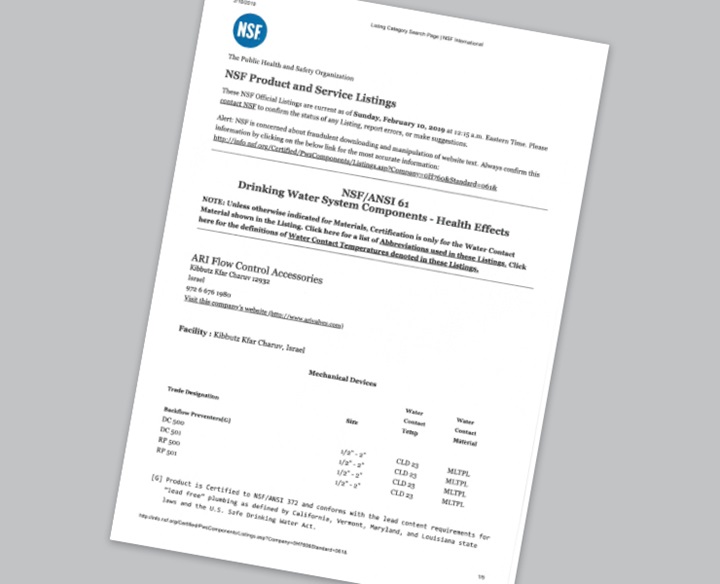 ARI-NSF_CERTIFICATE-0H760-061-RP500